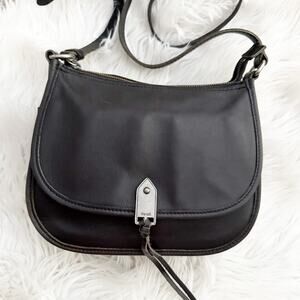 THE SAK | Vintage Black Shoulder Crossbody Bag Saddle Style Leather Fringe Zip
